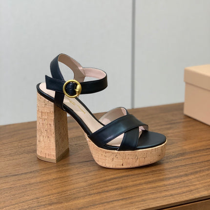 GIANVITO ROSSI 26S PLATFORM SANDALS 115 MM IN BLACK CALFSKIN
