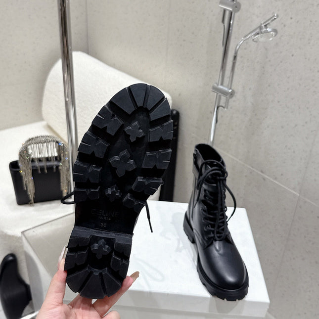 CELINE 26S MARTIN BOOTS IN BLACK CALFSKIN