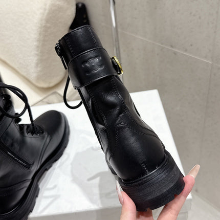 CELINE 26S MARTIN BOOTS IN BLACK CALFSKIN
