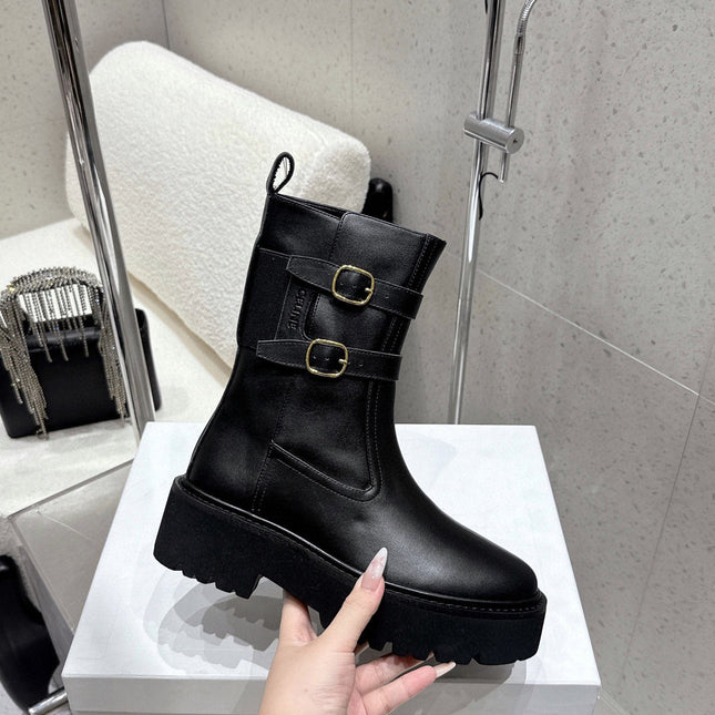 CELINE 26S ANKLE BOOTS IN BLACK CALFSKIN