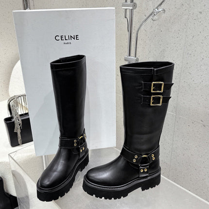 CELINE 26S KNEE-HIGH BOOTS IN BLACK CALFSKIN