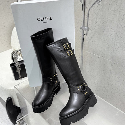 CELINE 26S KNEE-HIGH BOOTS IN BLACK CALFSKIN