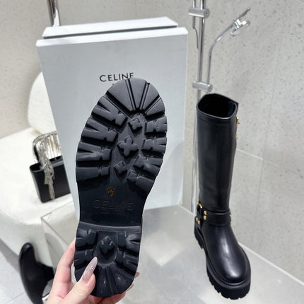 CELINE 26S KNEE-HIGH BOOTS IN BLACK CALFSKIN