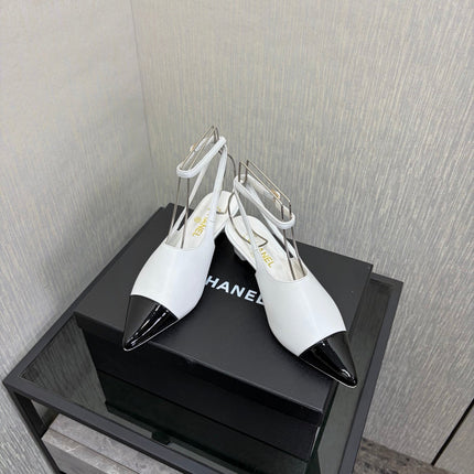 LV 26S SLINGBACK HIGH HEELS 40 MM IN WHITE AND BLACK CALFSKIN