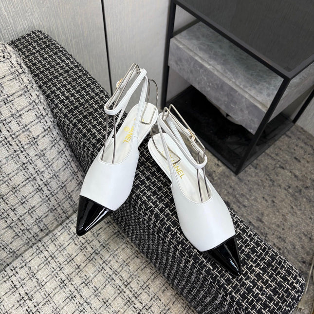 LV 26S SLINGBACK HIGH HEELS 40 MM IN WHITE AND BLACK CALFSKIN