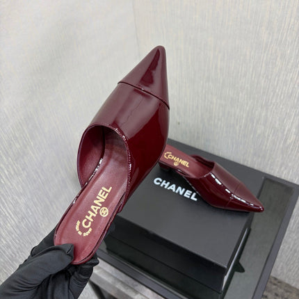LV 26S HIGH-HEELED MULES 40 MM IN DARK RED PATENT CALFSKIN