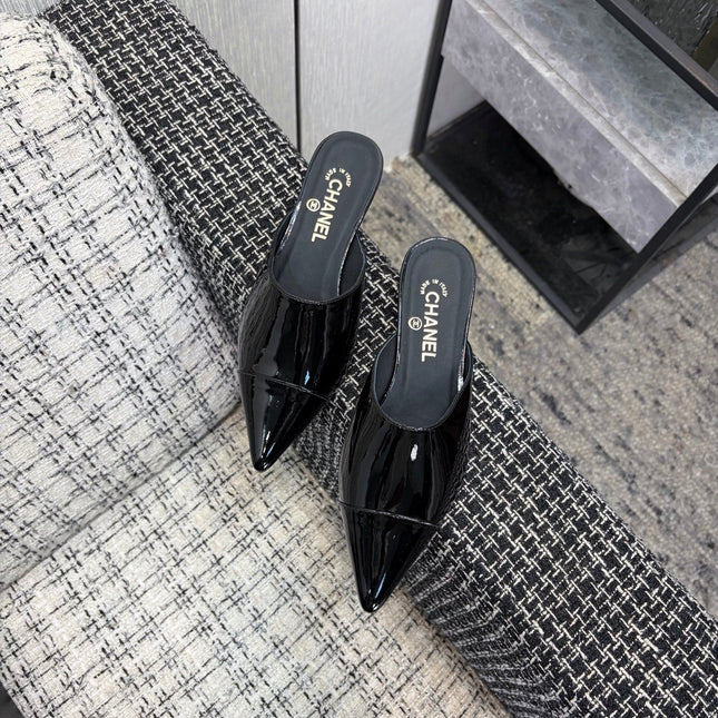 LV 26S HIGH-HEELED MULES 40 MM IN BLACK PATENT CALFSKIN