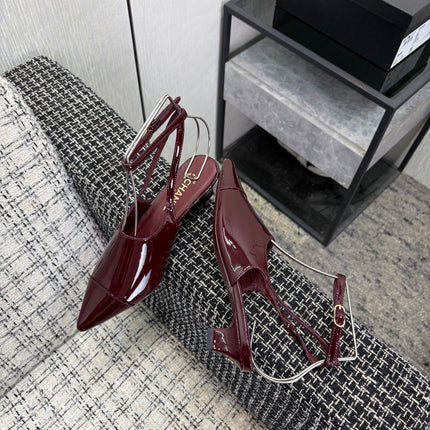 LV 26S SLINGBACK HIGH HEELS 40 MM IN DARK RED PATENT CALFSKIN