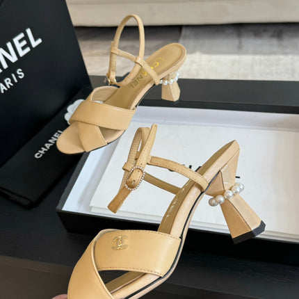 High Sandals Lambskin Yellow Cream