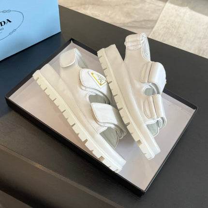 PRA FLAT NAPPA SANDALS WHITE LAMBSKIN