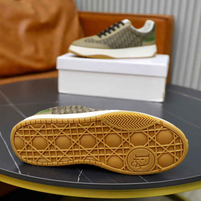 CD HOMME SNEAKERS OLIVE CALFSKIN AND JACQUARD