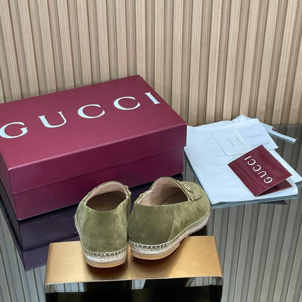 GUCCI 26S LOAFER IN MOSS GREEN SUEDE