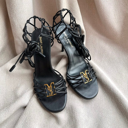 BABYLONE SANDALS 90 IN ALL BLACK LAMBSKIN