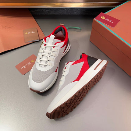 LP BRUNELLO SNEAKERS LIGHT GRAY AND RED MESH BREATHABLE