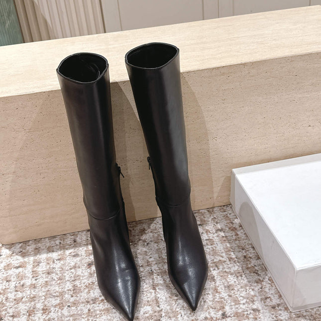 CELINE 26S HIGH-TOP BOOTS 55 MM IN BLACK CALFSKIN