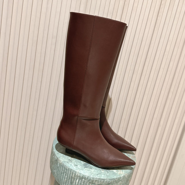 CELINE 26S HIGH-TOP BOOTS 55 MM IN BROWN CALFSKIN