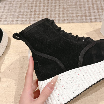 CHLOÉ 26S PLATFORM SOLE BOOTS 68 MM IN BLACK SUEDE