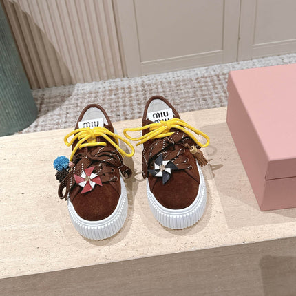 MIUMIU 25S SNEAKERS 50MM IN DARK BROWN SUEDE