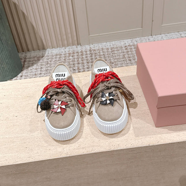 MIUMIU 25S SNEAKERS 50MM IN DARK BEIGE SUEDE