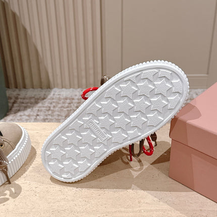 MIUMIU 25S SNEAKERS 50MM IN DARK BEIGE SUEDE
