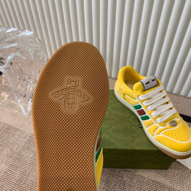 GG SCREENER SNEAKER WITH WEB LEMON CALFSKIN