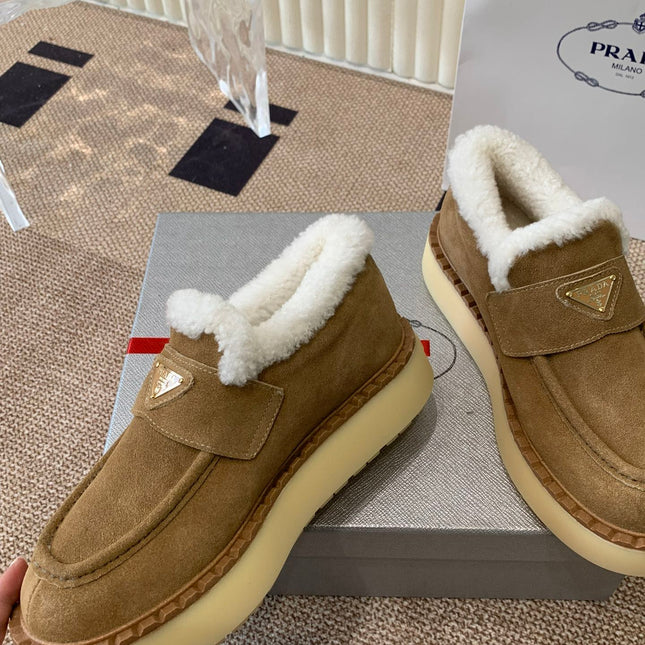 PRADA LOAFERS IN DARK BROWN SUEDE