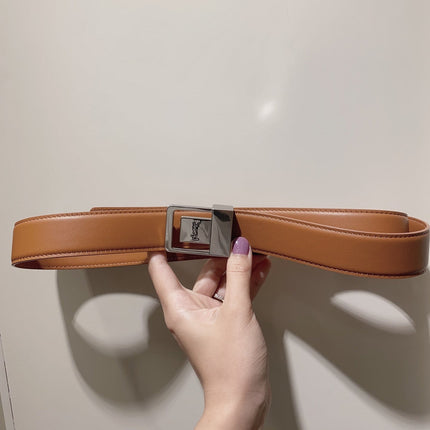 YSL 25S BELT 30 MM IN BROWN CALFSKIN 520625