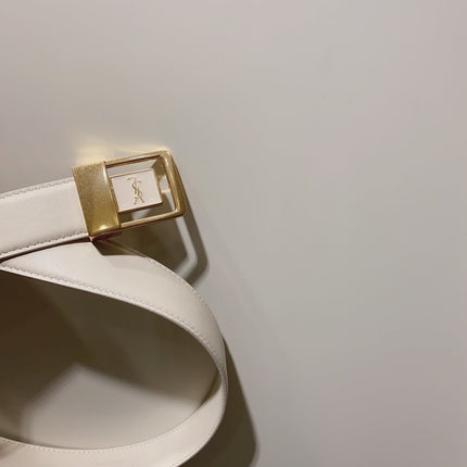 YSL 25S BELT 30 MM IN CREAM WHITE CALFSKIN 520626