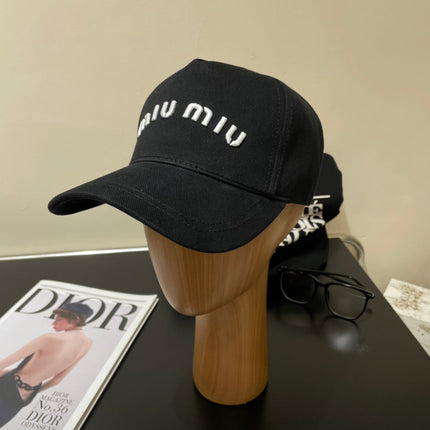 MIUMIU EMBROIDERED DENIM BASEBALL CAP STYLE 74