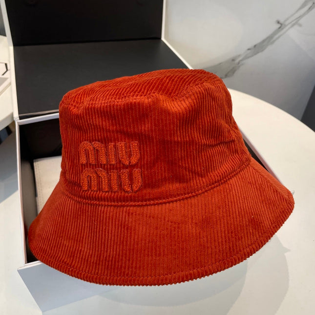 MIUMIU BUCKET IN ORANGE VELVET WITH LOGO