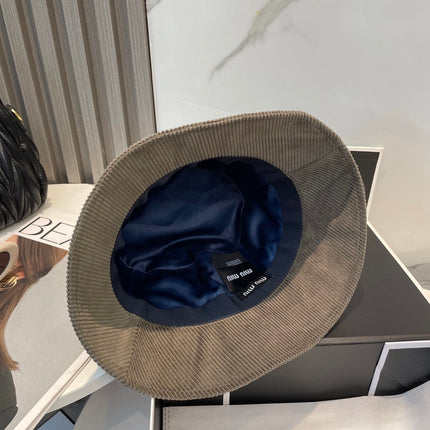 MIUMIU BUCKET IN MUTED BROWN VELVET WITH LOGO