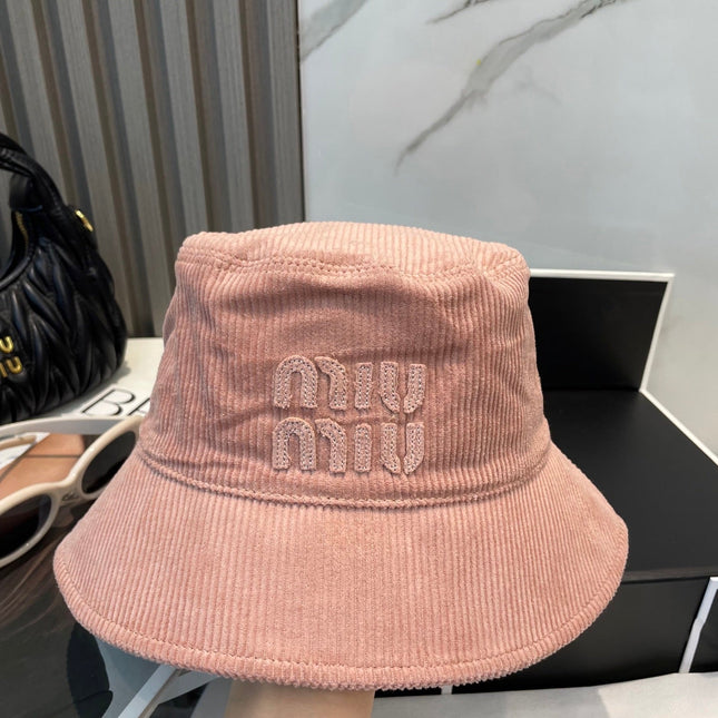 MIUMIU BUCKET IN PEACHY PINK VELVET WITH LOGO