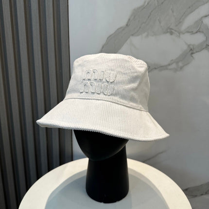 MIUMIU BUCKET IN WHITE VELVET WITH LOGO
