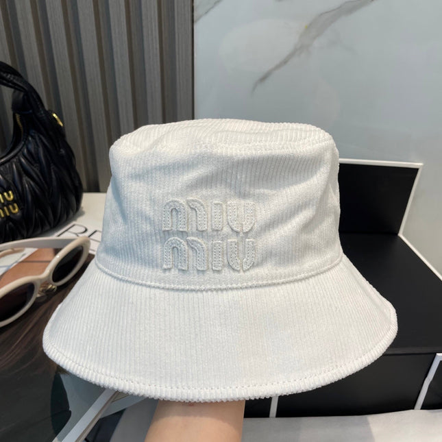 MIUMIU BUCKET IN WHITE VELVET WITH LOGO