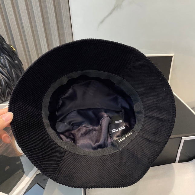 MIUMIU BUCKET IN BLACK VELVET WITH LOGO