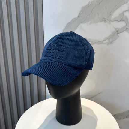 MIUMIU BASEBALL CAP IN NAVY BLUE VELVET