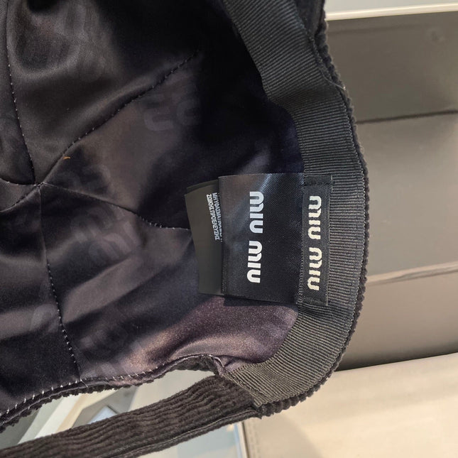 MIUMIU BASEBALL CAP IN BLACK VELVET