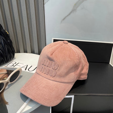 MIUMIU BASEBALL CAP IN PEACHY PINK VELVET