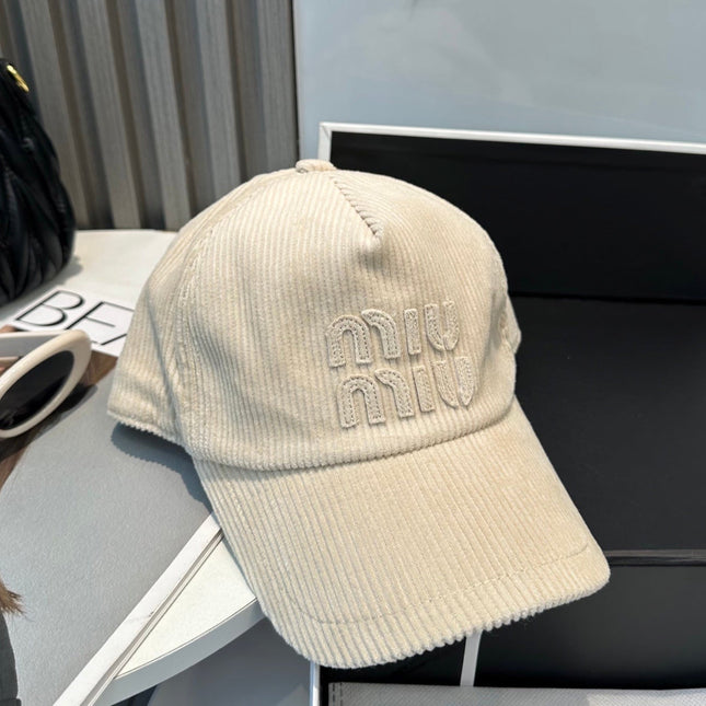 MIUMIU BASEBALL CAP IN CREAM WHITE VELVET