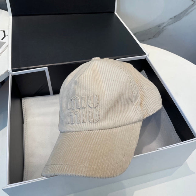 MIUMIU BASEBALL CAP IN CREAM WHITE VELVET