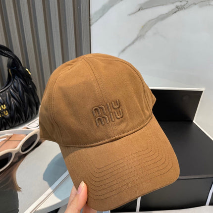MIUMIU BASEBALL CAP IN BURNT ORANGE FABRIC BRAND EMBROIDERY