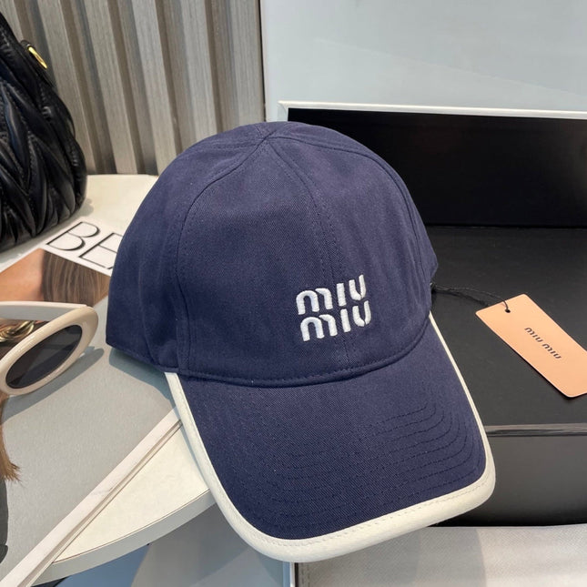 MIUMIU BASEBALL CAP IN NAVY BLUE FABRIC STYLE 7