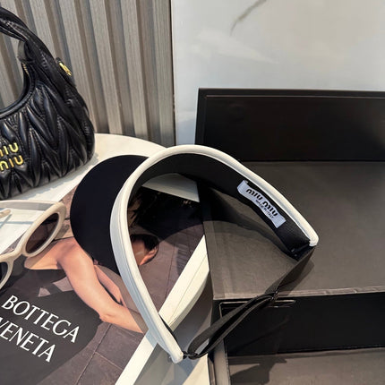MIUMIU SPORT VISOR CAP IN BLACK MIX WHITE FABRIC