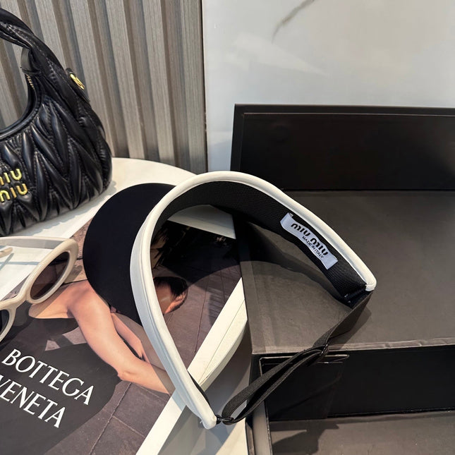 MIUMIU SPORT VISOR CAP IN BLACK MIX WHITE FABRIC