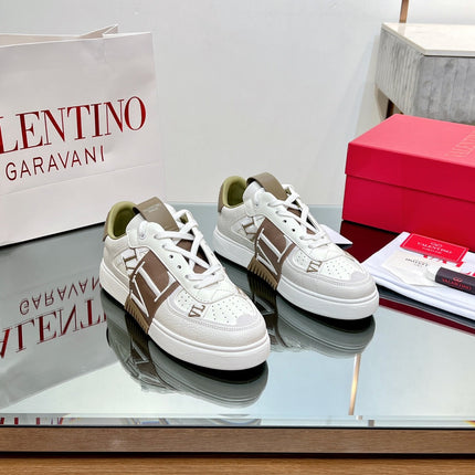 VALENTINO 25S GARAVANI VL7N SNEAKERS IN WHITE MIX BROWN LAMBSKIN