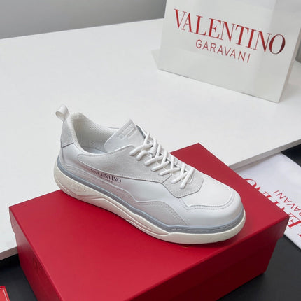 VALENTINO 25S RUNBOOT SNEAKERS IN WHITE SUEDE AND LAMBSKIN