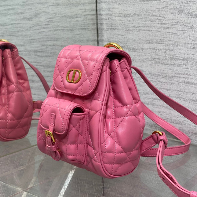 SMALL 20 CARO BACKPACK IN PUNCH PINK MACROCANNAGE LAMBSKIN