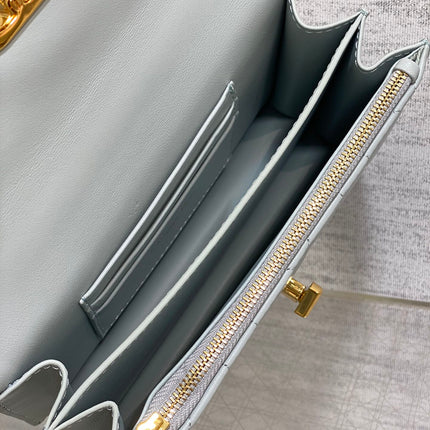 MISS CARO MINI 17 BAG IN CHROME GRAY MACROCANNAGE LAMBSKIN