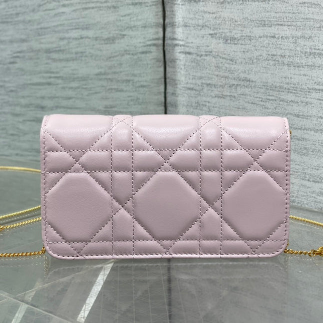 MONTAIGNE AVENUE MINI 19 BAG IN LIGHT PINK CALFSKIN WITH GOLD HARDWARE
