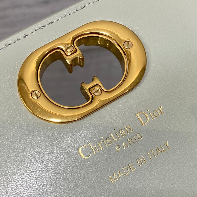 MONTAIGNE AVENUE MINI 19 BAG IN PISTACHIO GREEN CALFSKIN WITH GOLD HARDWARE